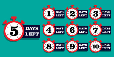 Countdown timer number of days left with clockのイラスト素材