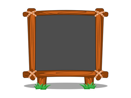 vector black board with wooden frame isolated on white backgroundのイラスト素材