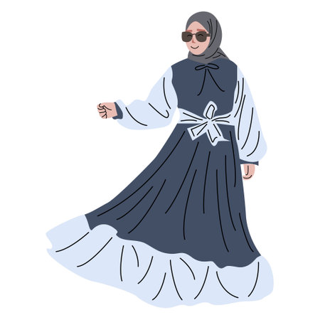 modern muslim women dress design vectorのイラスト素材