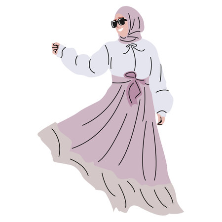 modern muslim women dress design vectorのイラスト素材
