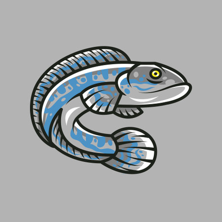 Channa fish blue color. Snakehead vector cartoon art illustrationのイラスト素材
