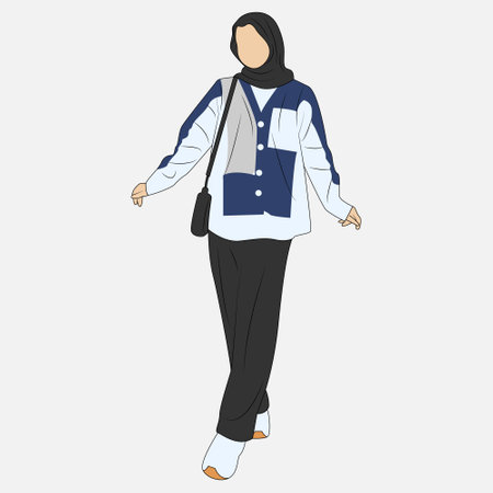 vector hijab fashion casual styleのイラスト素材
