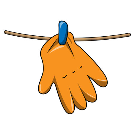 vector gloves hanging to dry in the sunのイラスト素材