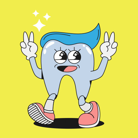 cartoon tooth vector character in peaceful styleのイラスト素材