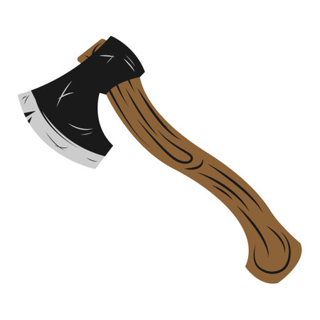 vector of an ax with a wooden handleのイラスト素材