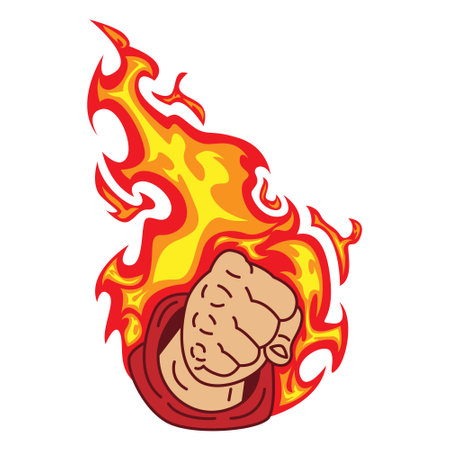 vector illustration of a grasping hand with a burning fireのイラスト素材