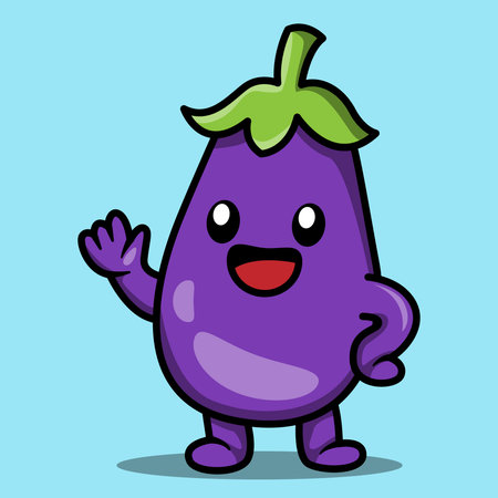 Vector Cartoon Cute Eggplant Illustrationのイラスト素材