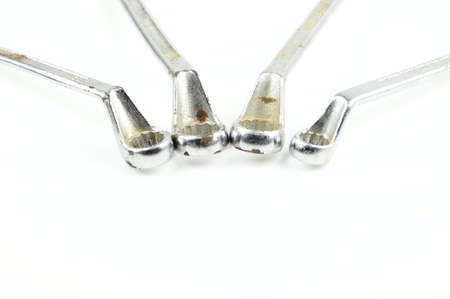 Four chrome wrench  on white background 