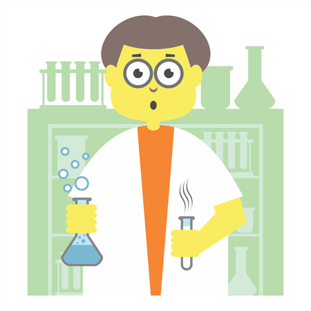 laboratory boy with beakerのイラスト素材