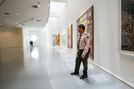 Bangkok Art and Culture Centre, Bangkok, Thailand - July 9, 2017: Inside the art gallery, Security...