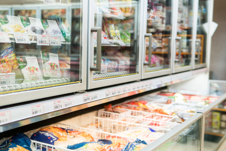 Bangkok, Thailand - August 13, 2017: Frozen food department in supermarket.のeditorial素材