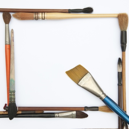 Paint brushes isolated on the white backgroundの写真素材