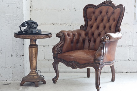 Brown chair vintage styleの写真素材