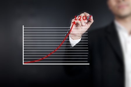 Man drawing a chart on whiteboardの写真素材