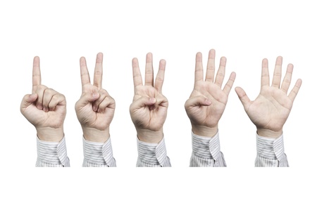 Counting hands isolated on white backgroundの写真素材