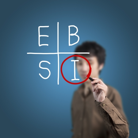 Businessman with pen choose investorの写真素材