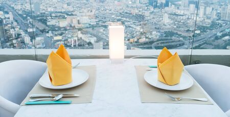 Beautifully decorated table in the restaurant