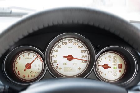 Top speed speedometer and  red line RPM meterの写真素材