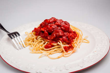 Spaghetti Bolognese with Sweet Peperの写真素材