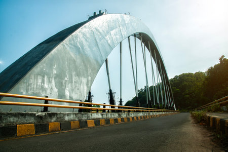 Bajulmati bridge with suspension made of concrete and metal pillars