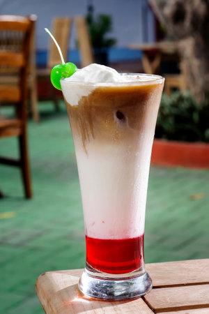 Mojito drink tastes of coffee mixed with milk cream