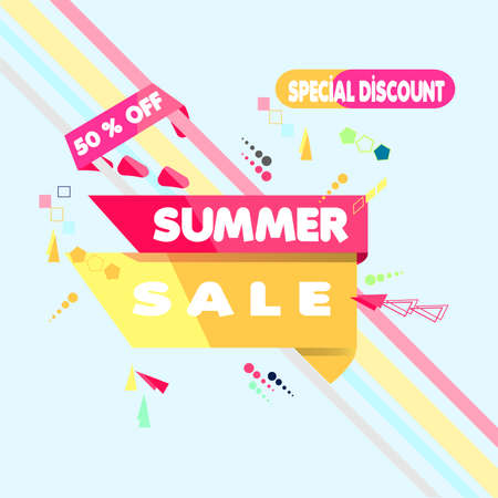 Vector illustration. Summer Sale Banner Design Template. Special Discountのイラスト素材