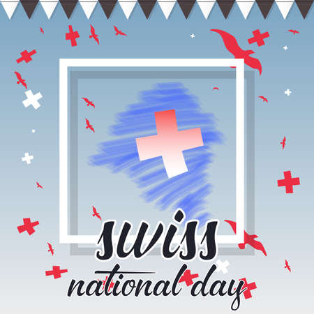 Vector illustration - Swiss National Day Poster Or Banner Background.のイラスト素材