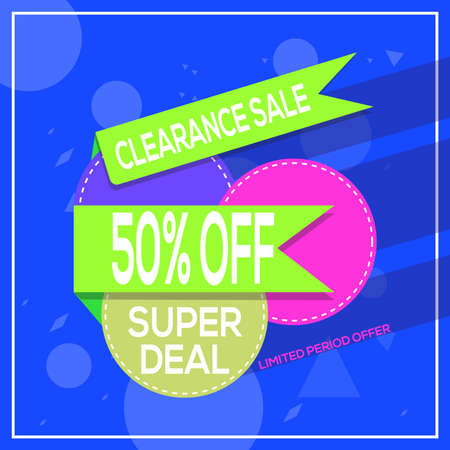 Vector Illustration - Clearance Sale Discount 50% Off. Super Deal. Limited Period Offer Backgroundのイラスト素材