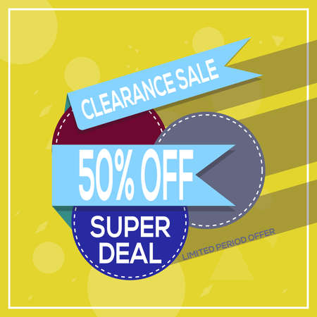 Vector Illustration - Clearance Sale Discount 50% Off. Super Deal. Limited Period Offer Backgroundのイラスト素材