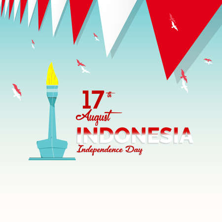 Vector blue background color design, Illustration of Indonesia Icons and landmarks.のイラスト素材