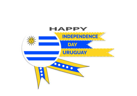 Banner,brochure,flyer or poster of Uruguay independence day celebration. Waving flag. Vector illustration EPS. 10のイラスト素材