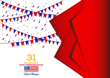 31 August - Vector illustration Malaysia Independence Day Patriotic Design. Happy Independence Day Vector Greeting Card.のイラスト素材