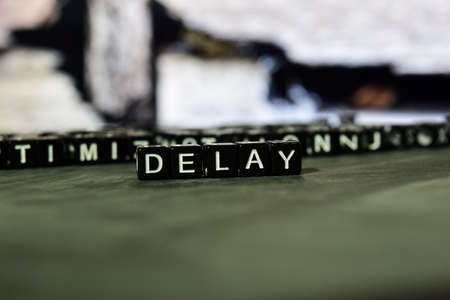 Delay on wooden blocks. Cross processed image with bokeh backgroundの写真素材
