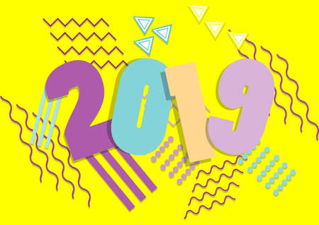 2019 Happy New Year card design. Greetings card. Vector happy new year Loading greeting illustration