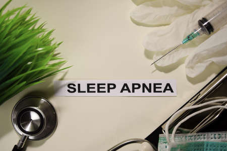 Sleep Apnea with inspiration and healthcare/medical concept on desk backgroundの写真素材