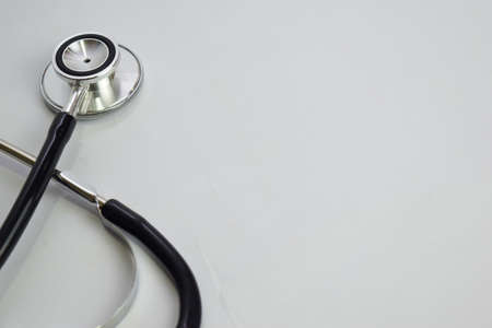Close up Black stethoscope. Healthcare. isolated on white backgroundの写真素材