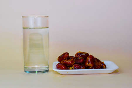 Ramadan Kareem Festive, close up of dates and Islamic Holy Month Greeting Card. Free space for your...