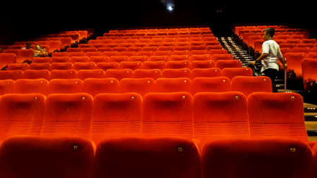 BEKASI, WEST JAVA, INDONESIA. MAY 16, 2019: Unrecognize people. 21 cinema inside a shopping mall. XXI Cinemas is the second largest cinema chain in Indonesia.のeditorial素材