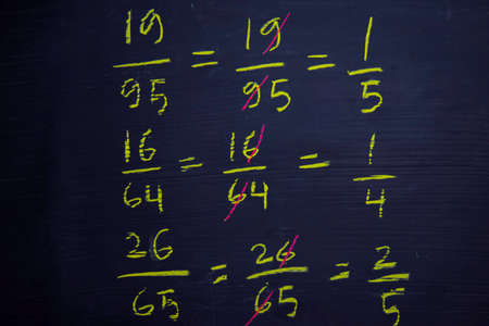 Close up math formulas written on a blackboard. Education conceptの写真素材