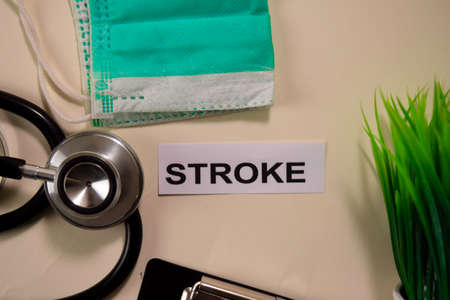 STROKE with inspiration and healthcare/medical concept on desk backgroundの写真素材