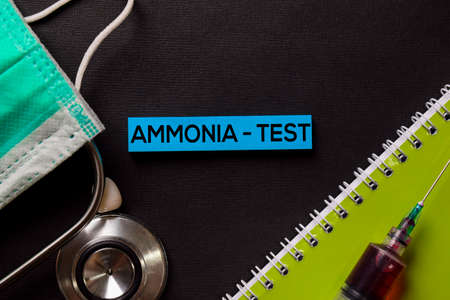 Ammonia - Test on top view black table with blood sample and Healthcare/medical concept.の写真素材