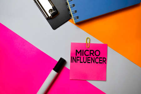 Micro Influencer text on sticky notes with color office desk conceptの写真素材