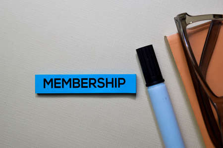 Membership text on sticky notes isolated on office deskの写真素材