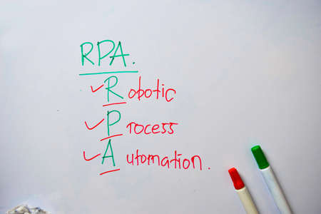 Robotic Process Automation text with isolated on white board background.