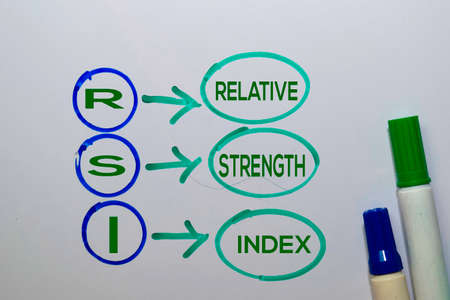RSI - Relative Strength Index acronym write on sticky notes isolated on white background.の写真素材