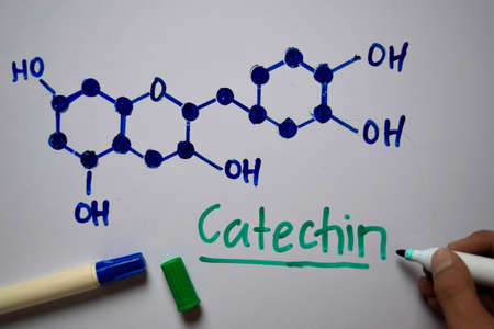 Catechin molecule write on the white board. Structural chemical formula. Education conceptの写真素材