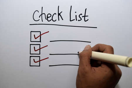 Check List write on White board Backgroundの写真素材