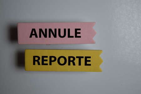 Annule Reporte write on a book isolated on Office Desk.