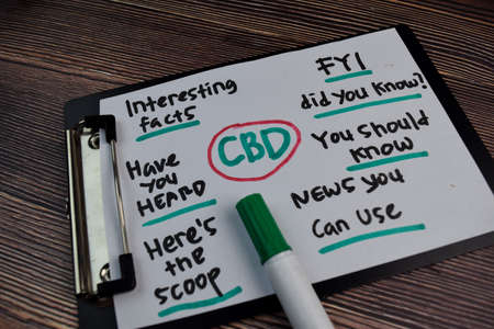 CBD and newspaper keywords write on a book isolated on the table.