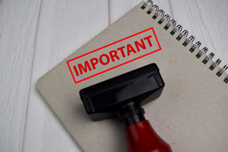 Red Handle Rubber Stamper and Important text isolated on White Background.の写真素材
